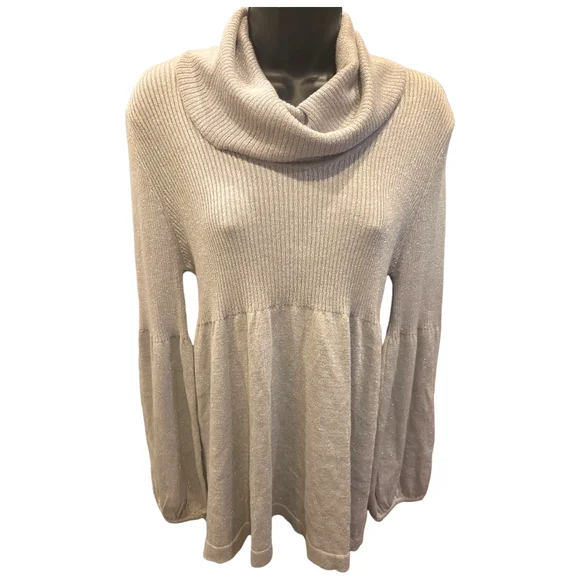 Motherhood Maternity Silver Cowl Neck Sweater with Elegant Draping - Picture 2 of 8